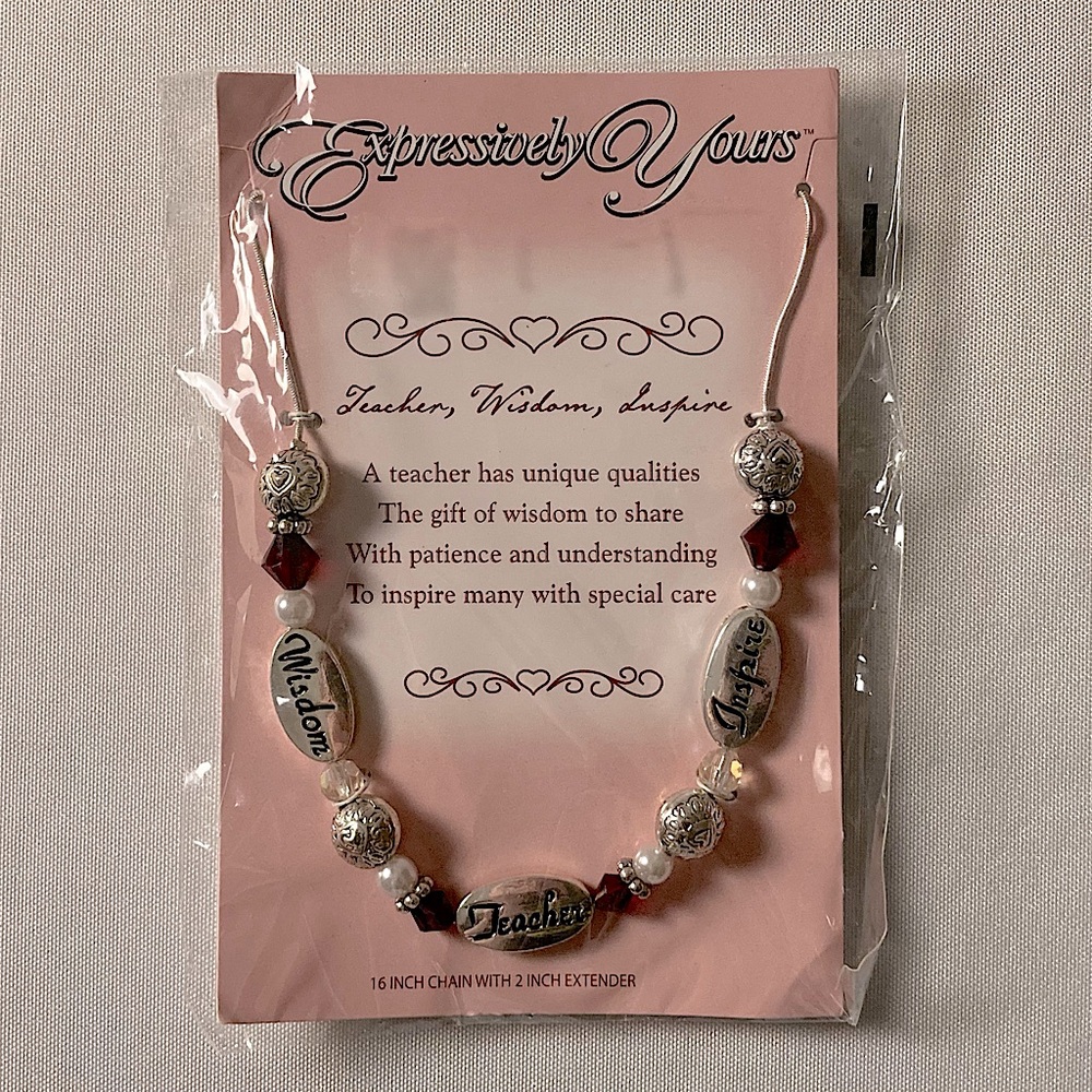 Teacher Appreciation Gift Beaded Necklace Teacher Wisdom Inspire